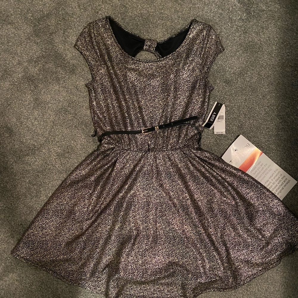 NWT A. Byer Shiny Silver Speckled Dress
